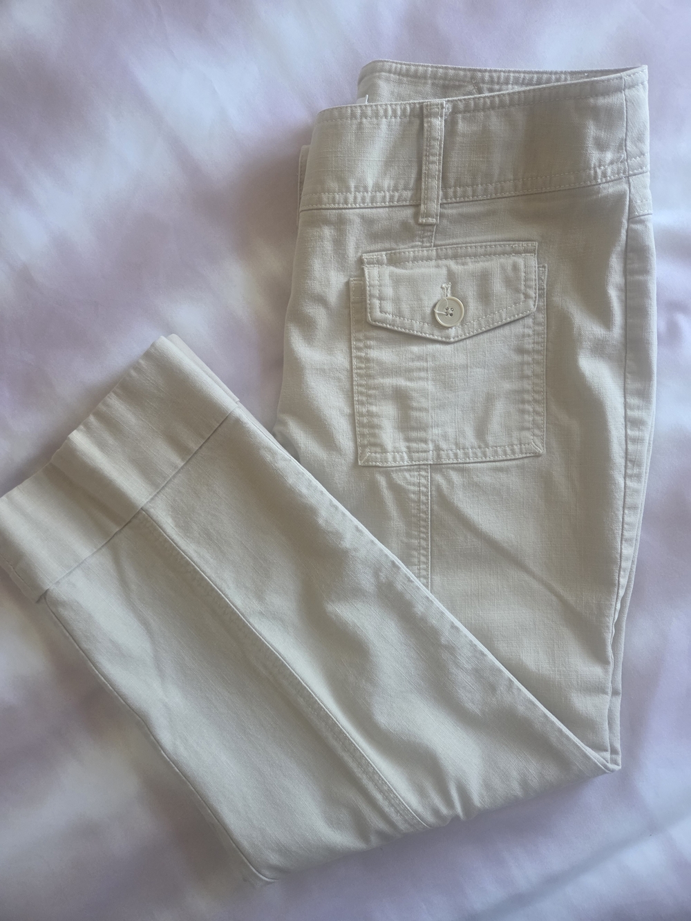 LOFT Cream Beige Crop Leg Pants